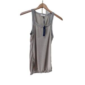 NWT Martin + Osa Women's Racerback Tunic Top Sz L Tan Silver Striped Elastic Hem